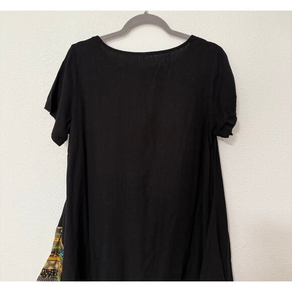Women's Black Linen Blend Asymmetrical Hem Dress Size Large - Picture 11 of 12
